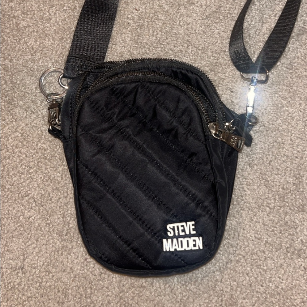 Steve Madden Quilted Black Belt Bag